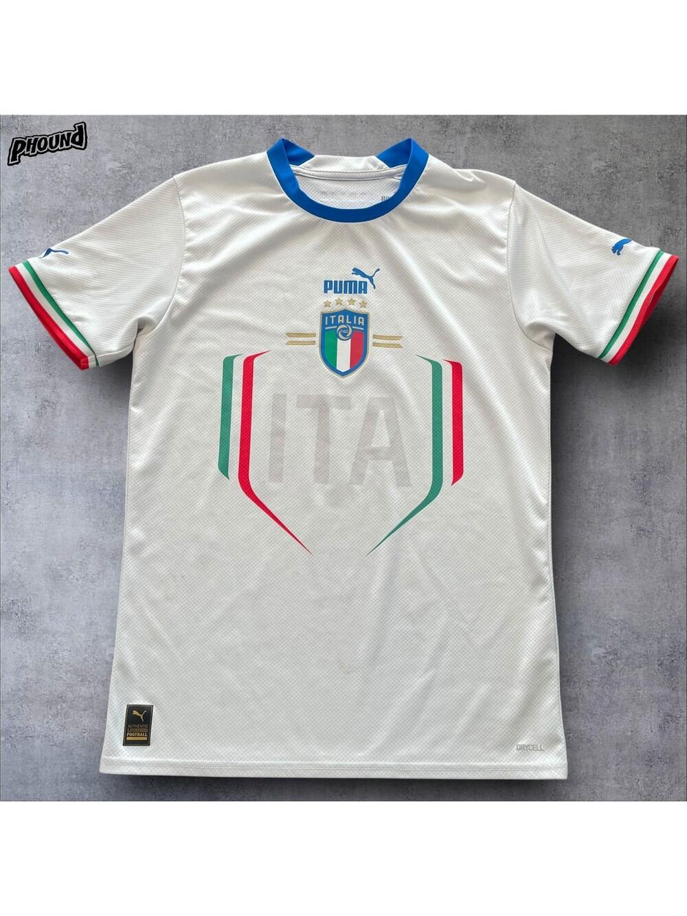 Puma Men's Italy White National Team Short Sleeve Jersey Small